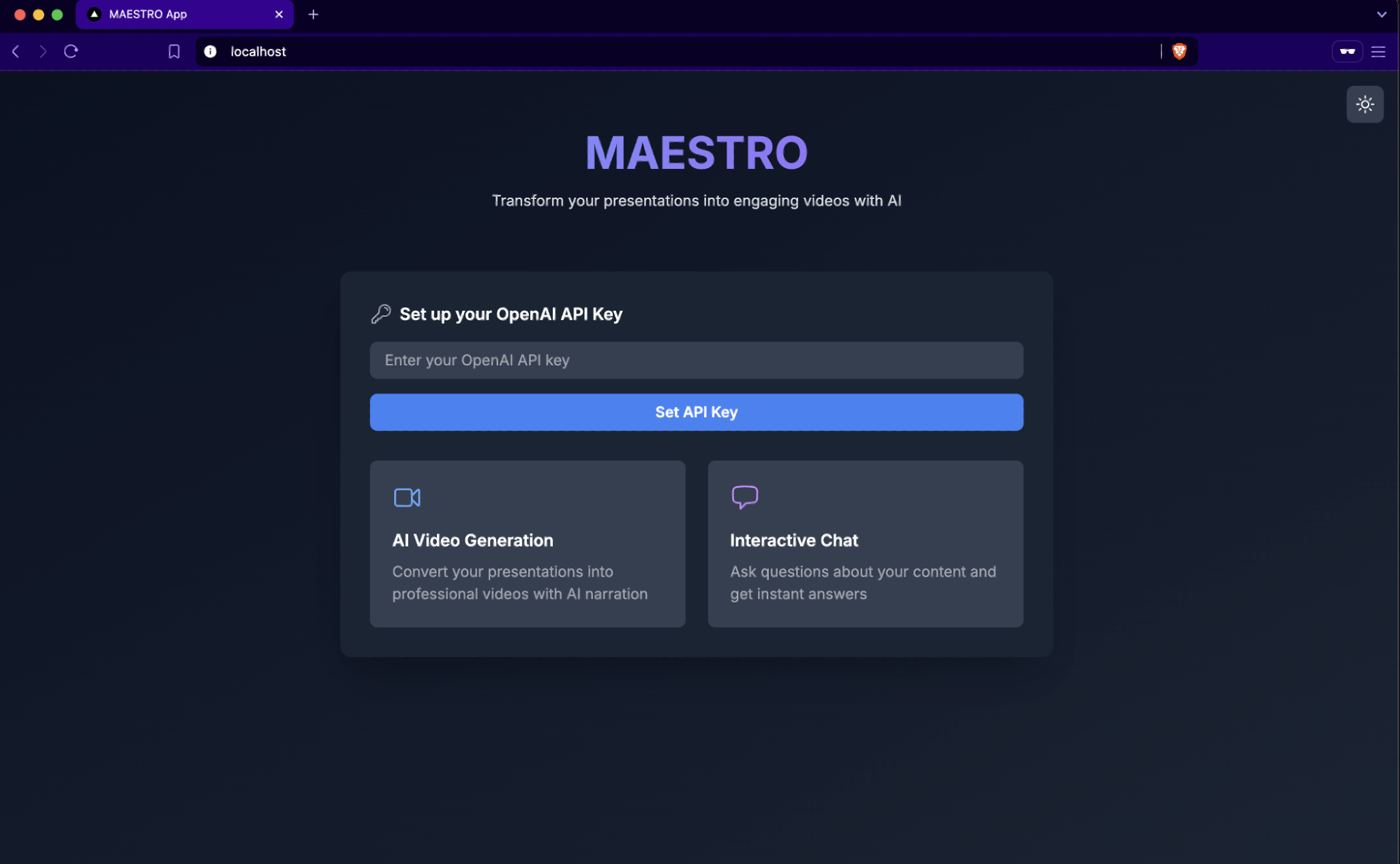 MAESTRO platform screenshot